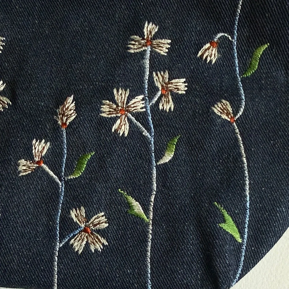 Embroidered Denim Tote Bag - Picture 3 of 9